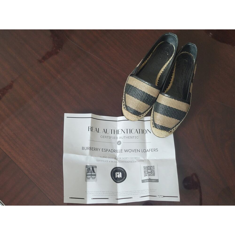 Burberry w/COA Hodgeson Women's Straw Stripped Espadrilles Slip On Flats - Picture 8 of 10
